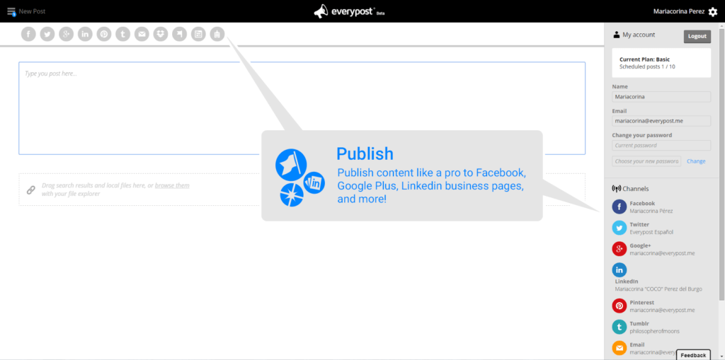 Social media scheduling tool - Everypost