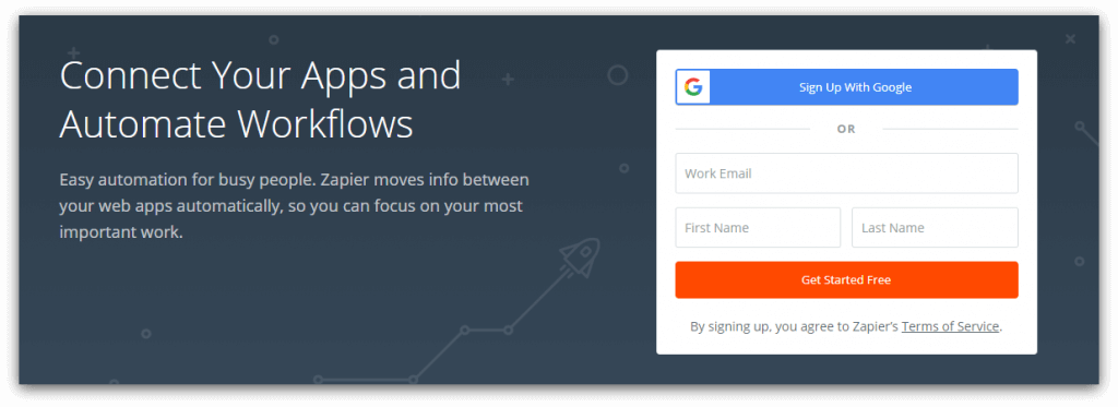 zapier homepage screenshot