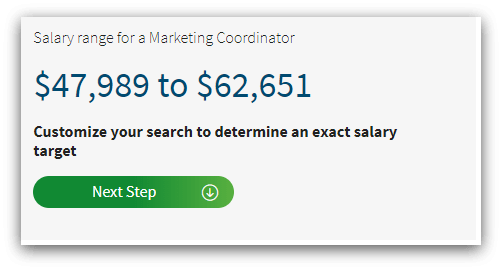 marketing coordinator salary screenshot