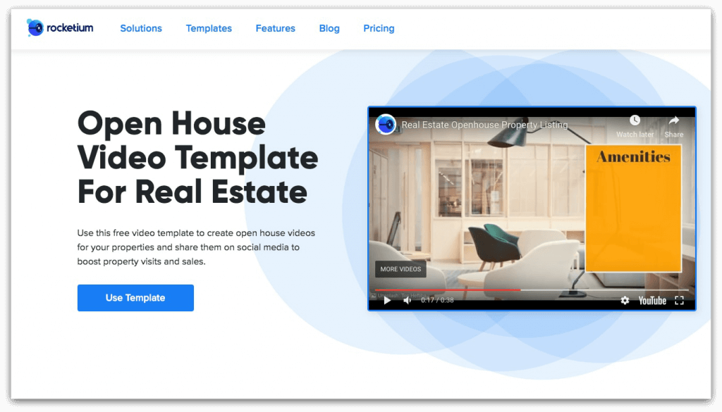 screenshot of the real estate video marketing tool: rocketium
