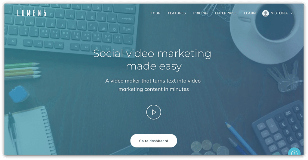 screenshot of the real estate video marketing tool: lumen5 