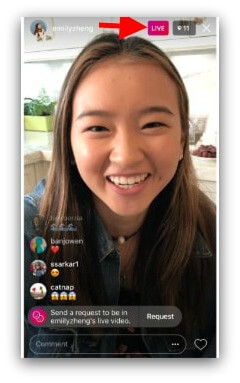 screenshot of instagram live video
