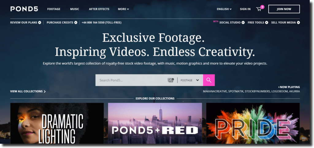 Homepage screenshot of Pond5