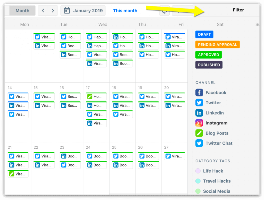 content calendar